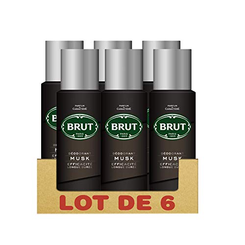 Brut Musk Déodorant Homme Spray Anti-Traces et Efficacité Longue Durée (Lot de 6x200ml)