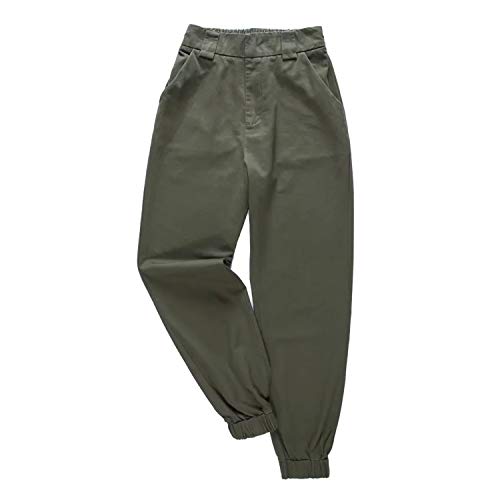 BSbattle 2020 Chic Mujeres Ejército Verde Pantalones De Cintura Alta Pantalones Corredores Mujeres Cardo Pantalones De Las Mujeres De Longitud Del Tobillo Pantalones Pantalones Femeninos