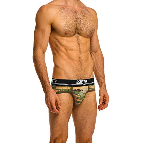 BSHETR Ropa Interior Calzoncillos Slip de Hombre Pack de 3 Camuflaje Red Transpirable Bajo Multi Color Suave Corto Pantalón Interior