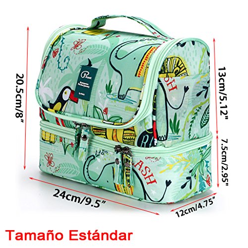 BTSKY Neceser Maquilla de Viaje Bolsa para Mujer con Asa Portátil para Baño Lavado Organizador para Cosmético Toalla Afeitadora Bolsa Impermeable para Señoras (Verde)