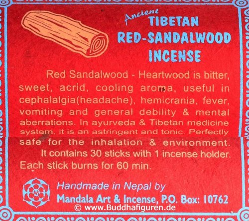 BUDDHAFIGUREN Incienso Tibetano - Sándalo Rojo