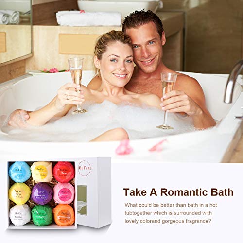 BuFan 9 x 100g Bombas de Baño, Sales de Baño Exuberantes Efervescencias flotantes de Spa, Productos de Baño Imprescindibles, Baño de Burbujas