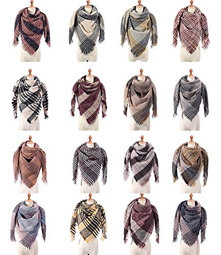 Bufanda Bufanda De Marca para Mujer, Bufandas De Invierno A Cuadros A La Moda para Damas, Chales De Cachemira, Envolturas Cálidas, Cuello Triangular, Bufandas De Vendaje S40
