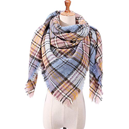 Bufanda Bufanda De Marca para Mujer, Bufandas De Invierno A Cuadros A La Moda para Damas, Chales De Cachemira, Envolturas Cálidas, Cuello Triangular, Bufandas De Vendaje S40