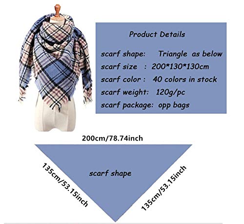 Bufanda Bufanda De Marca para Mujer, Bufandas De Invierno A Cuadros A La Moda para Damas, Chales De Cachemira, Envolturas Cálidas, Cuello Triangular, Bufandas De Vendaje S40