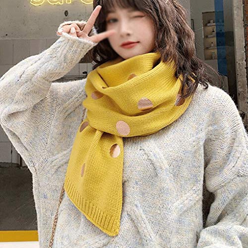 Bufanda colorida Sciarpa En Lana A Pois Abbronzante Femminile Corea Caldas E Versátil sciarpa por Maglieria Giapponese Informal Autunno Inverno E (Color : Yellow, Size : 183 * 32cm)