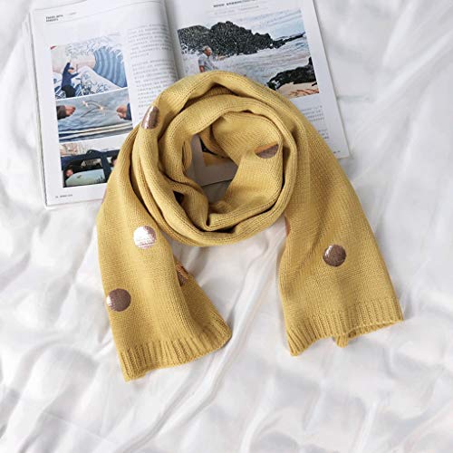 Bufanda colorida Sciarpa En Lana A Pois Abbronzante Femminile Corea Caldas E Versátil sciarpa por Maglieria Giapponese Informal Autunno Inverno E (Color : Yellow, Size : 183 * 32cm)