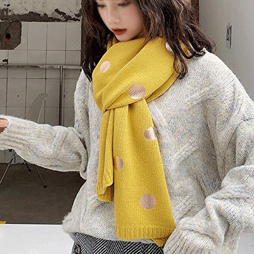 Bufanda colorida Sciarpa En Lana A Pois Abbronzante Femminile Corea Caldas E Versátil sciarpa por Maglieria Giapponese Informal Autunno Inverno E (Color : Yellow, Size : 183 * 32cm)