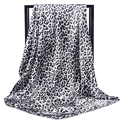 Bufanda Cuadrada Grande Del Estampado Leopardo De La Moda De Las Señoras, Bufanda De Seda De Imitación