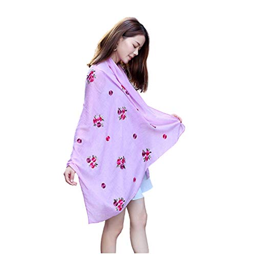 Bufanda De Algodón Y Lino Para Mujer A Prueba De Viento, Arena Y Protección Solar, Bufanda Con Estampado De Flores Bronceado De Moda, Bufanda Larga De Doble Uso