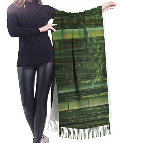 Bufanda Fringe Cachemira de imitación Chal Mujer Picture Of A Bamboo Forest Exotic Fresh Jungle Vision With Tall Shoots Tropic Art Print Bufanda de invierno de Cálido Grueso Otoño Invierno para hombre