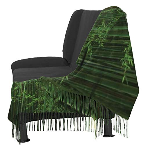 Bufanda Fringe Cachemira de imitación Chal Mujer Picture Of A Bamboo Forest Exotic Fresh Jungle Vision With Tall Shoots Tropic Art Print Bufanda de invierno de Cálido Grueso Otoño Invierno para hombre