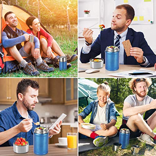 Buluri Termo para Comida 750 ml- Fiambrera Portátil Termo de Acero Inoxidable para Alimentos con Cuchara Plegable, Adecuada para Adultos, Niños y Bebés (Azul)