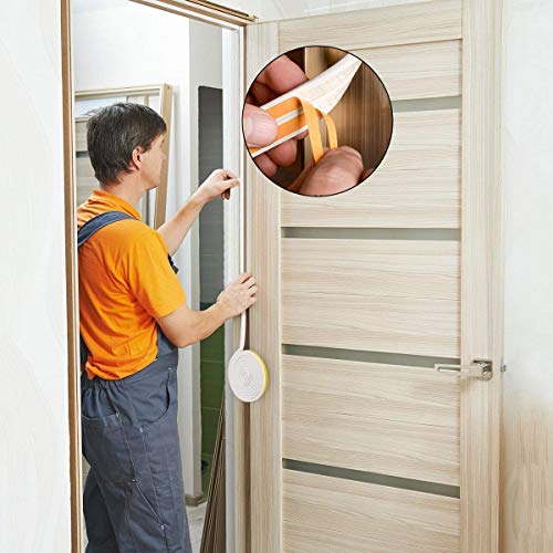 Burletes Puertas 12M Tira de Sellado Junta de Goma Aislante Espuma Burletes para Puertas y Ventanas Autoadhesiva Antigolpes Prevenga el Ruido Tipo D Marrón