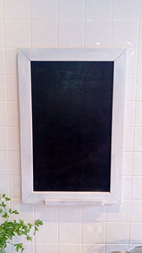 BUSCOCARPINTERO Pizarra RÚSTICA Envejecida Vintage Retro Decorativa Madera Blanca Y Soporte TIZAS