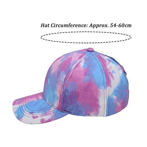Buyfunny01 Base Cap mujer Criss Cross Ponytail deportes al aire libre extremo de algodón ajustable Tie Dye hion sombrero diario casual portátil de viaje de verano (blanco gris)