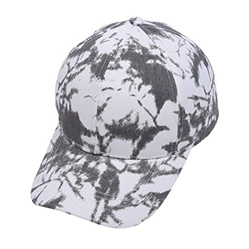Buyfunny01 Base Cap mujer Criss Cross Ponytail deportes al aire libre extremo de algodón ajustable Tie Dye hion sombrero diario casual portátil de viaje de verano (blanco gris)