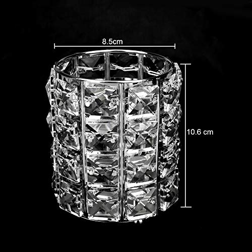 BUZIFU Soporte para Brochas de Maquillaje, Brillante y Elegante, Bote para Brochas, Organizador de Brochas o Lápices, Portalápices, Portavelas Cristal, Organizador de Mesa, para Baño o Tocadores