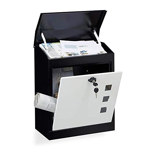 Buzón con llave Caja de la carta Post Box Box Inicio Descuento acero con la cerradura exterior del hogar a prueba de agua Antirrobo recibo grande con el cierre de la ventana Visual (color: NEGRO, tama