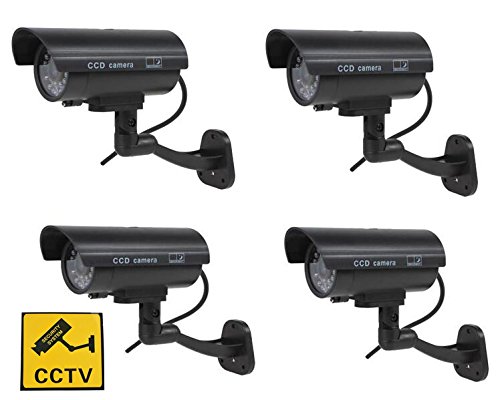 BW Cámara Seguridad Falsa Interior Exterior Calidad x 4 Intermitente Luz LED Noche