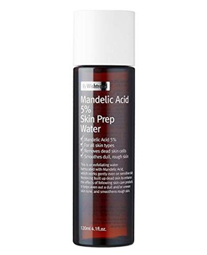 BY WISHTREND Skin Prep Water - Loción exfoliante para rostro, 5 % de Ácido Mandélico, 120 ml
