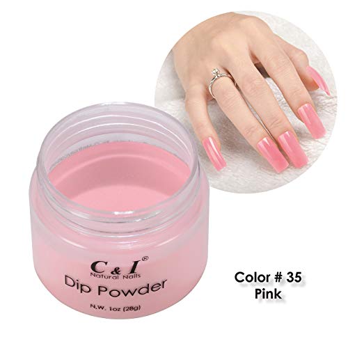 C & I Dip Powder - Polvo para sumergir, color n.º 35 rosa, efecto de uñas de gel, polvo para esmalte de uñas, sistema de color rojo, 28 g