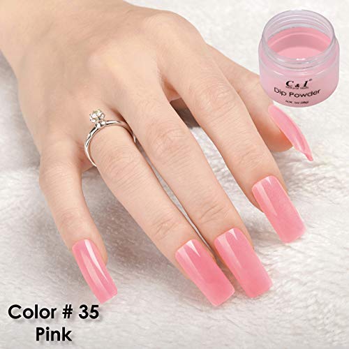 C & I Dip Powder - Polvo para sumergir, color n.º 35 rosa, efecto de uñas de gel, polvo para esmalte de uñas, sistema de color rojo, 28 g