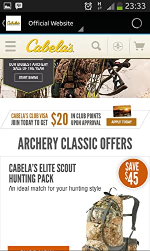 Cabelas Mobile App with Coupon