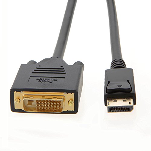 CableCreation Chapado en Oro de 6 pies de DisplayPort a DVI, DP estándar a DVI Cable Masculino con Construido en el Conjunto de Chips IC, De Color Negro