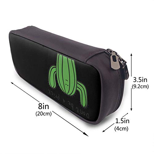 Cactus Don 'T Be A Prick Mug Funda de lápices de cuero Estuche de lápices Estuche de maquillaje para monedero Estuche de cremallera para lápices Rotuladores Marcadores