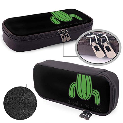 Cactus Don 'T Be A Prick Mug Funda de lápices de cuero Estuche de lápices Estuche de maquillaje para monedero Estuche de cremallera para lápices Rotuladores Marcadores