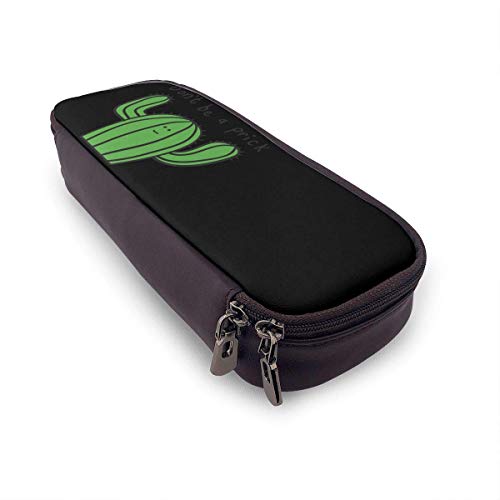 Cactus Don 'T Be A Prick Mug Funda de lápices de cuero Estuche de lápices Estuche de maquillaje para monedero Estuche de cremallera para lápices Rotuladores Marcadores