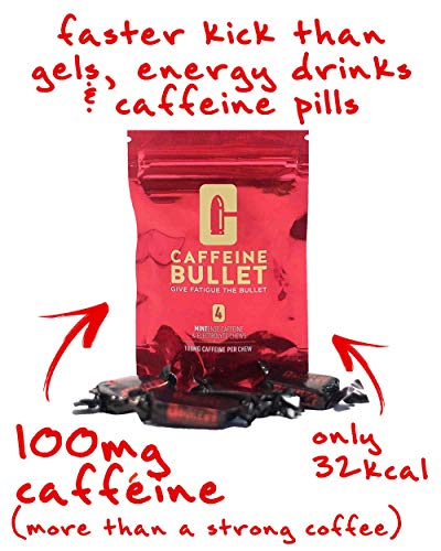 Caffeine Bullet 16 caramelo de menta: superan a los gel energéticos, cafeina chicle y cápsulas. Nutrición deportiva con electrolitos para correr maraton, ciclismo, gimnasio y entrenamiento resistencia