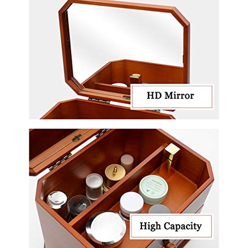 Caja de cosméticos del organizador del almacenaje 4 capas de gran capacidad de la caja de papel de la joyería caja HD de maquillaje Espejo anillo de la pulsera pendientes del collar de la caja de visu