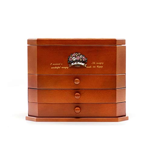 Caja de cosméticos del organizador del almacenaje 4 capas de gran capacidad de la caja de papel de la joyería caja HD de maquillaje Espejo anillo de la pulsera pendientes del collar de la caja de visu