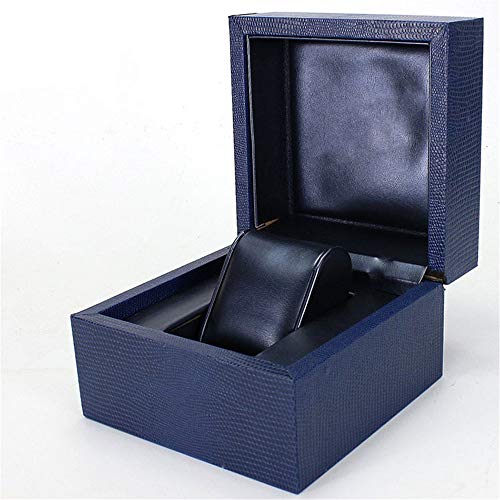 Caja de Reloj del Caso de exhibición de 1 Single PU del Reloj del Reloj del Cuero Caja de Almacenamiento para almacenar y Mostrar (Color : Blue, Size : 11.5X11.5X8.5CM)