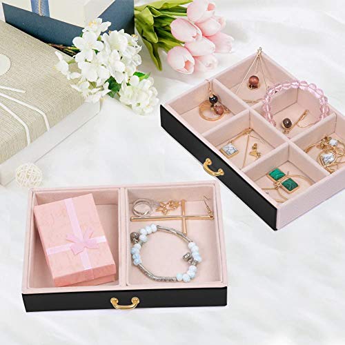 Cajas De Joyas, Neceseres con 3 Plantas, con Cuero De La PU, Caja De Joyería con Cerradura con Espejo, para Anillos, Pendientes, Botones, Pulsera Brazalete Y Collar,Blanco