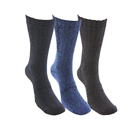 Calcetín COOLMAX de TREKKING (3 pares) para deportes de invierno o situaciones de frío y humedad. Ofrecen una perfecta temperatura y mantienen los pies frescos y secos (Negro/Azul/Marron 43-46)