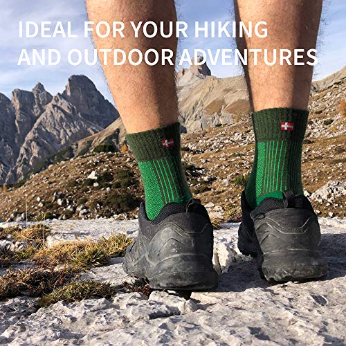Calcetines Ligeros de Senderismo y Trekking de Lana Merino 1 par (Verde Oscuro, EU 39-42)