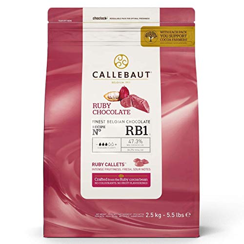 CALLEBAUT Receipe RB1 – Ruby Kuvertüre Callets, chocolate rosa, 47,3 % cacao, 2,5 kg – 1 Pack