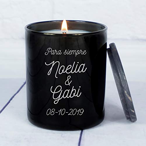 Calledelregalo Regalo Personalizado para Parejas: Vela Personalizable con Nombres, Fecha y Mensaje