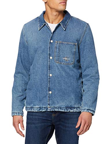 Calvin Klein 1 Pkt Padded Shirt Jacket Chaqueta, Mezclilla, XL para Hombre
