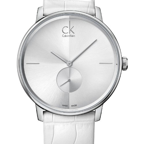 Calvin Klein CK Accent K2Y211K6 - Reloj analógico de Cuarzo para Hombre, Correa de Cuero Color Blanco