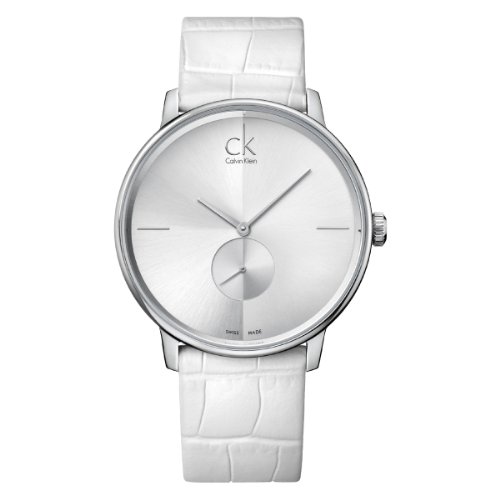 Calvin Klein CK Accent K2Y211K6 - Reloj analógico de Cuarzo para Hombre, Correa de Cuero Color Blanco