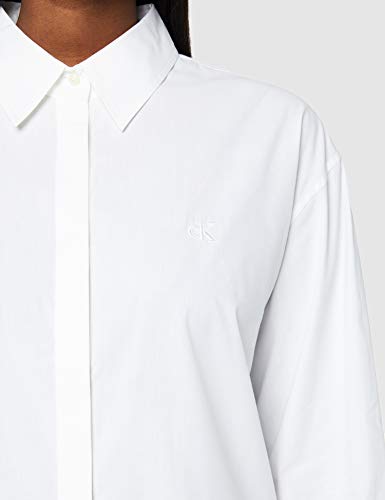 Calvin Klein Clean Relaxed Poplin Shirt Camisa, Bright White, M para Mujer