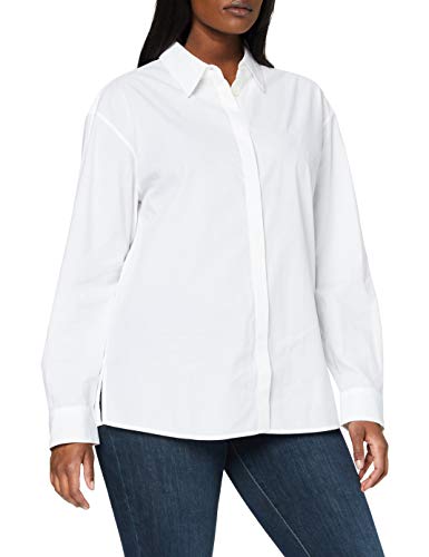 Calvin Klein Clean Relaxed Poplin Shirt Camisa, Bright White, M para Mujer