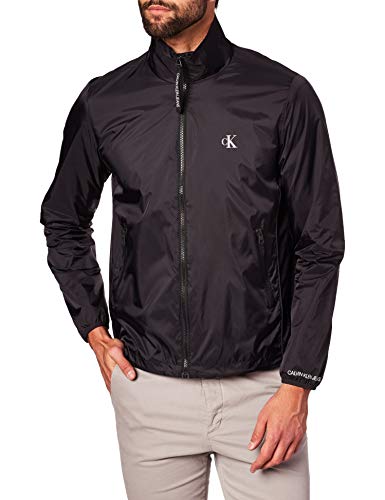 Calvin Klein Nylon Harrington Chaqueta deportiva, Negro (Ck Black Bae), Large para Hombre