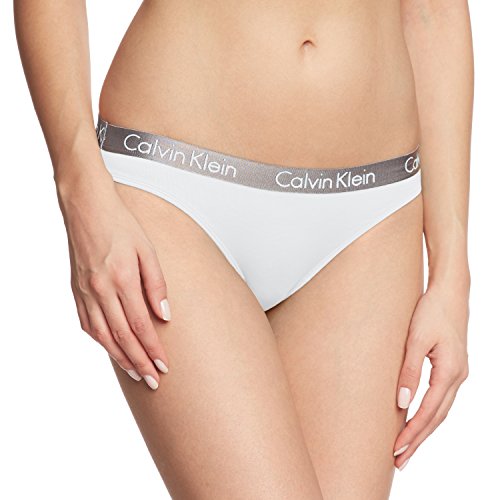 Calvin Klein Radiant Cotton-Bikini Tanga, Blanco (White 100), Large para Mujer