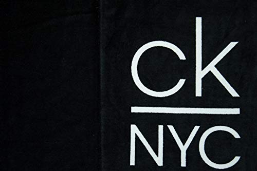 Calvin Klein Toalla de mar Playa Piscina SPA cm. 180x100 Esponja CK Articulo KU0KU00063 Towel, BEH Pvh Black, Unica - One Size