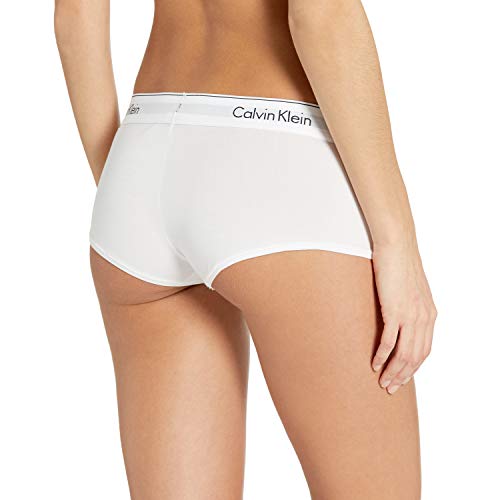 Calvin Klein Women's Regular Modern Cotton Boyshort Panty, White, Medium